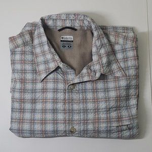 Men's COLUMBIA Titanium Shirts Size L Brown / Striped